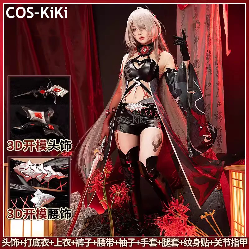 

Костюм для косплея COS-KiKi Honkai: Star Rail Acheron с белыми волосами, костюм для косплея, костюм для Хэллоуина