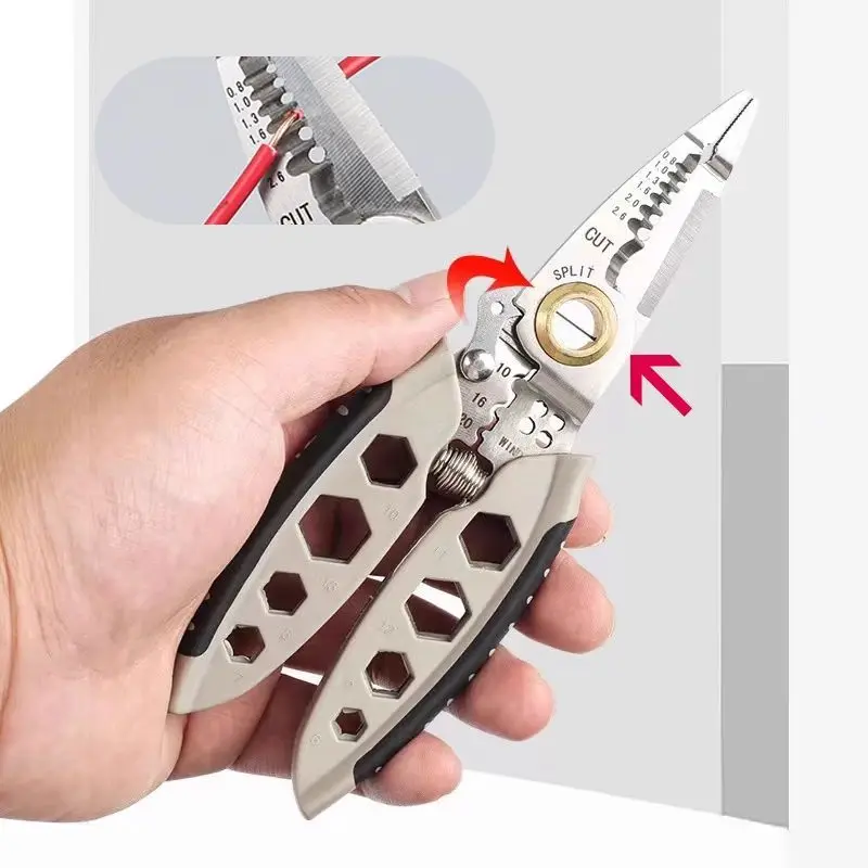 7-inch Multifunctional Wire Stripping Pliers Electrician Special Tools For Wire Cutting Pulling Pressing Winding Screwing