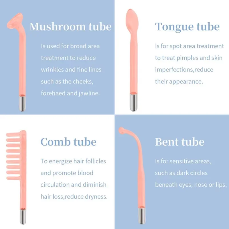 4 in 1 Electrode Glass Tube Machine High Frequency Skin Spot Acne Wand Facial Spa Face Skin Care Electrotherapy 5