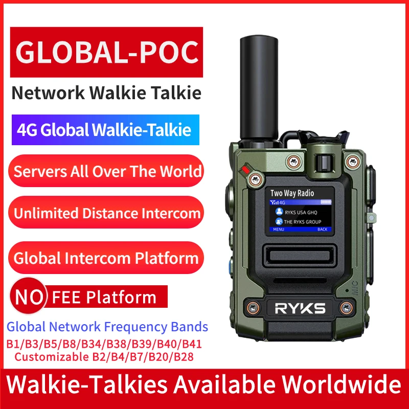 Way Radios Long Range 2-Pack Global Walkie Talkie With Sim Cards