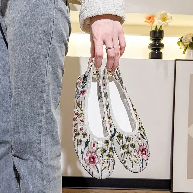 SUIARA - Zapatos Planos De Ballet Con Cordones Para Mujer, Con Puntera