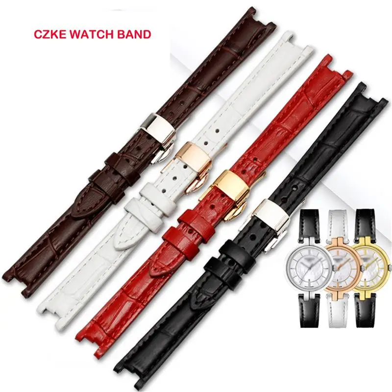 SCHIK Cow Genuine Leather Watchband For 1853 T094210 Women Watch Straps Bracelet 12mm With Stainless Stee Butterfly Clasp