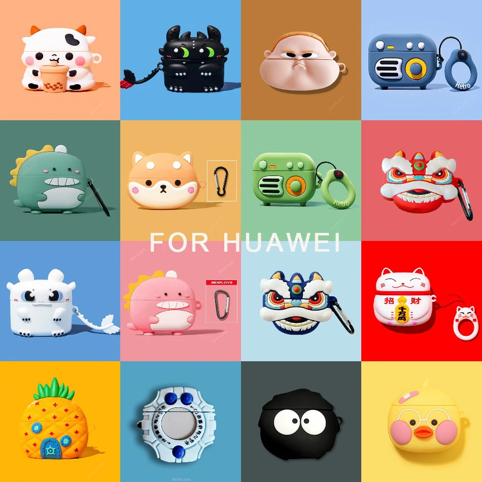 3D Cartoon Earphone Case For Huawei Freebuds 4i 4 Pro Silicone Cute Bear Cover Earbuds Accessories | Электроника