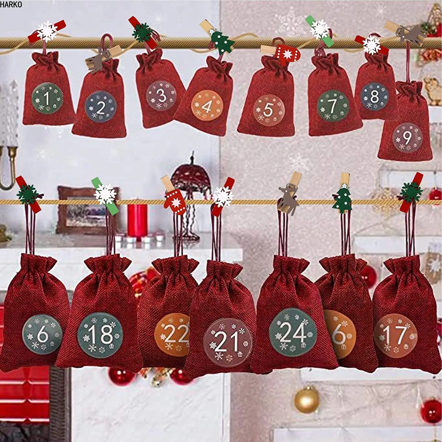 10pcs Christmas Wooden Clips New Year Party Decoration Photo Wall Clip DIY Christmas Ornaments for Home Xmas Tree