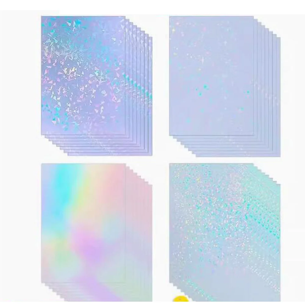 Lamination Film 25 Sheets Bopp Transparent Self-adhesive A4 210x297mm Holographic Laser Laminating Film Manual DIY Waterproof Photo