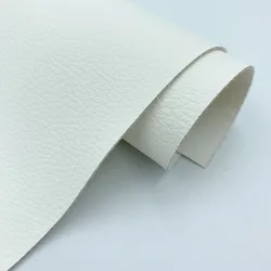 Premium 20x30cm Litchi Pattern PU Leather Fabric - Waterproof Faux Leather for Sewing & DIY Projects (12 White)