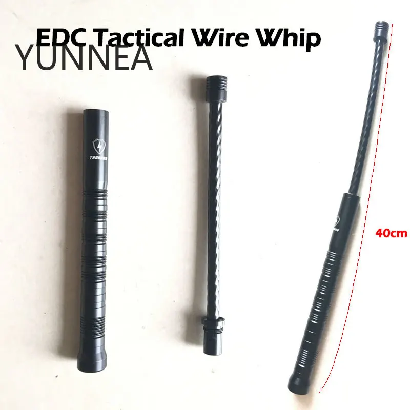 

2022 NEW ARRIVAL 40CM Outdoor EDC Portable Tactical Wire Whip Aluminum Alloy Handle Pocket Safety Self Defense Tool