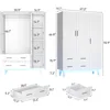 3 Door Armoire Wardrobe Closet Cabinet with Drawers and LED Lights, Multi-Tier Shelves, Hanging Rod & 3 Louver Doors 6