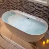 72" Contemporary Acrylic Freestanding Bathtub with Matte Black Overflow and Drain Non-Slip Design Premium Quality Construction 1