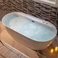 72" Contemporary Acrylic Freestanding Bathtub with Matte Black Overflow and Drain Non-Slip Design Premium Quality Construction 1