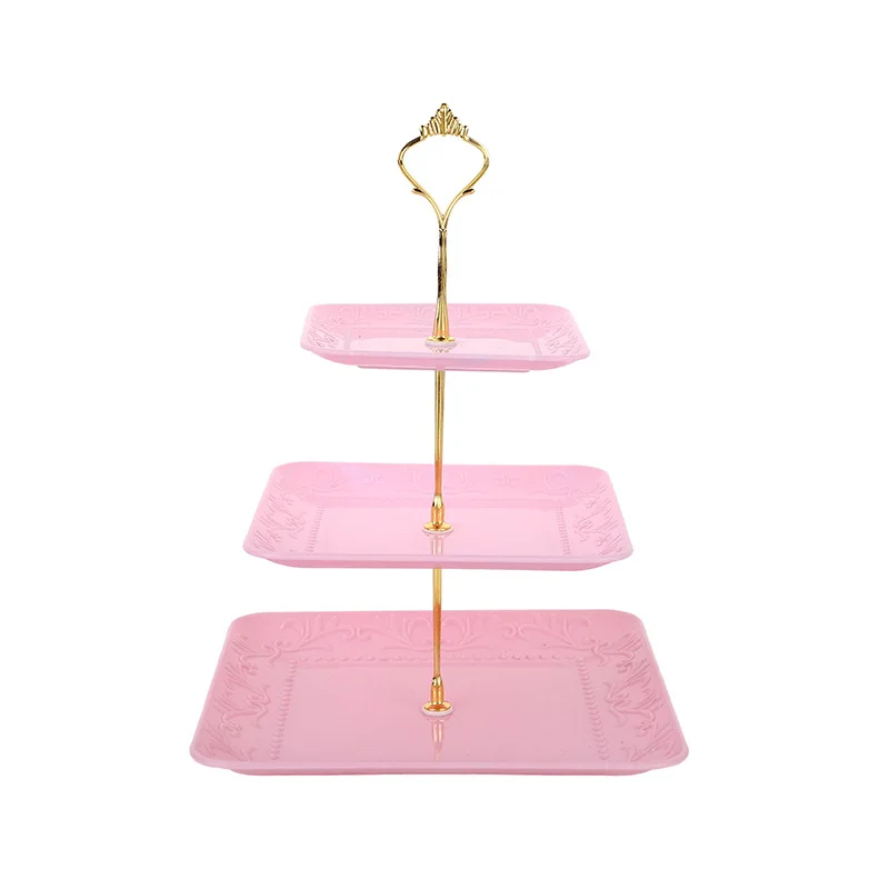 3 layer fruit plate wedding cake stand afternoon tea dessert table decoration plastic dry fruit plate Phnom Penh cake