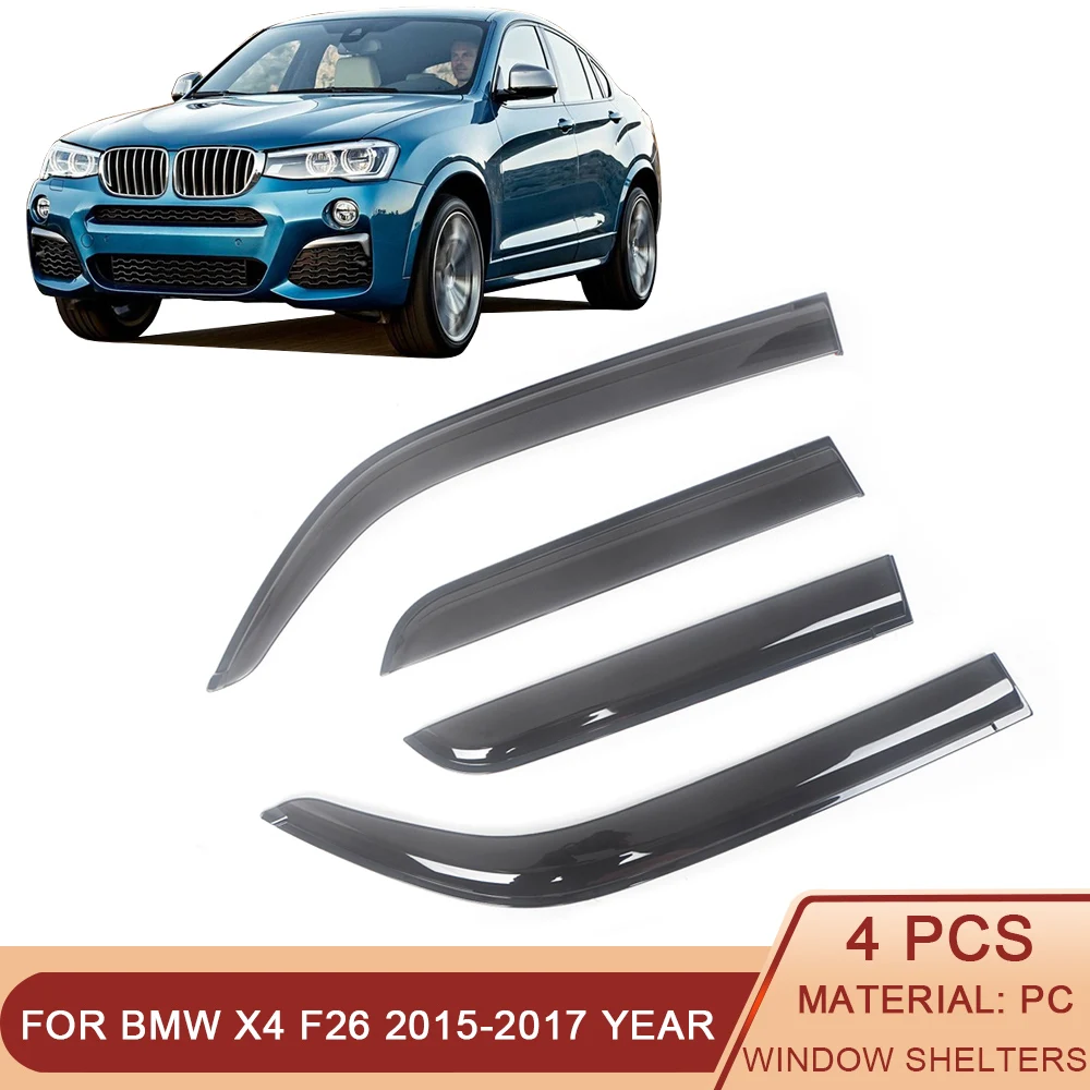 For Bmw X4 F26 20152017 Auto Side Window Wind Deflectors Visors Black Rain Guard Door Visor