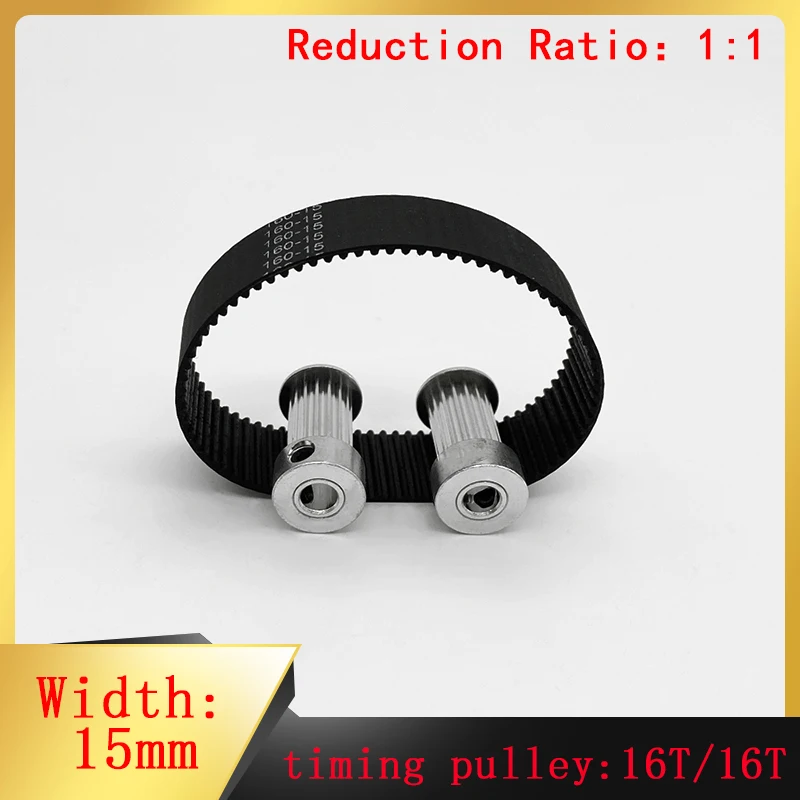 

16 Teeth 16 Teeth GT2 Synchronous Pulley Belt Kit 1:1 Reduction Ratio Width 15mm Hole 5mm 3D Printer Accessories