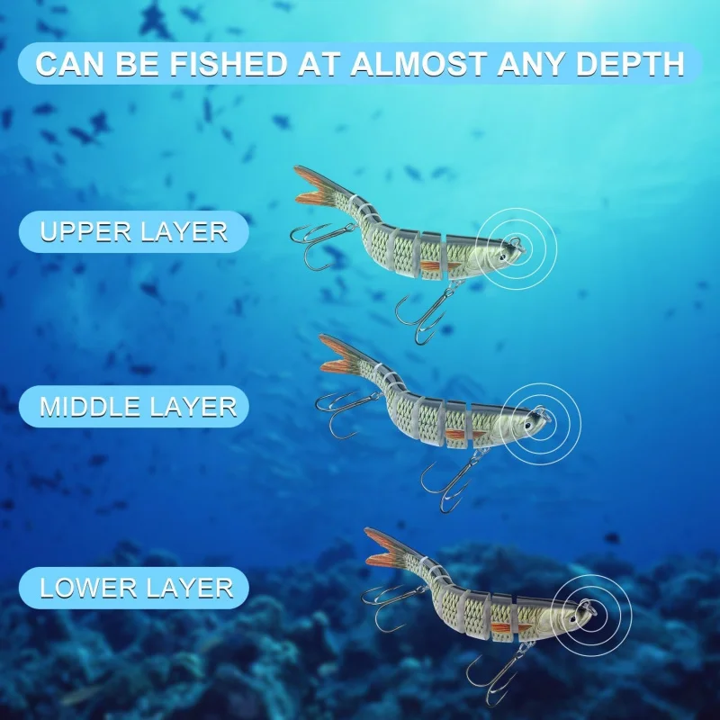 Fishing Lures for Freshwater and Saltwater,  Slow Sinking Lifelike Jointed Swimbait for Bass Trout Crappie Walleye Pike - 5