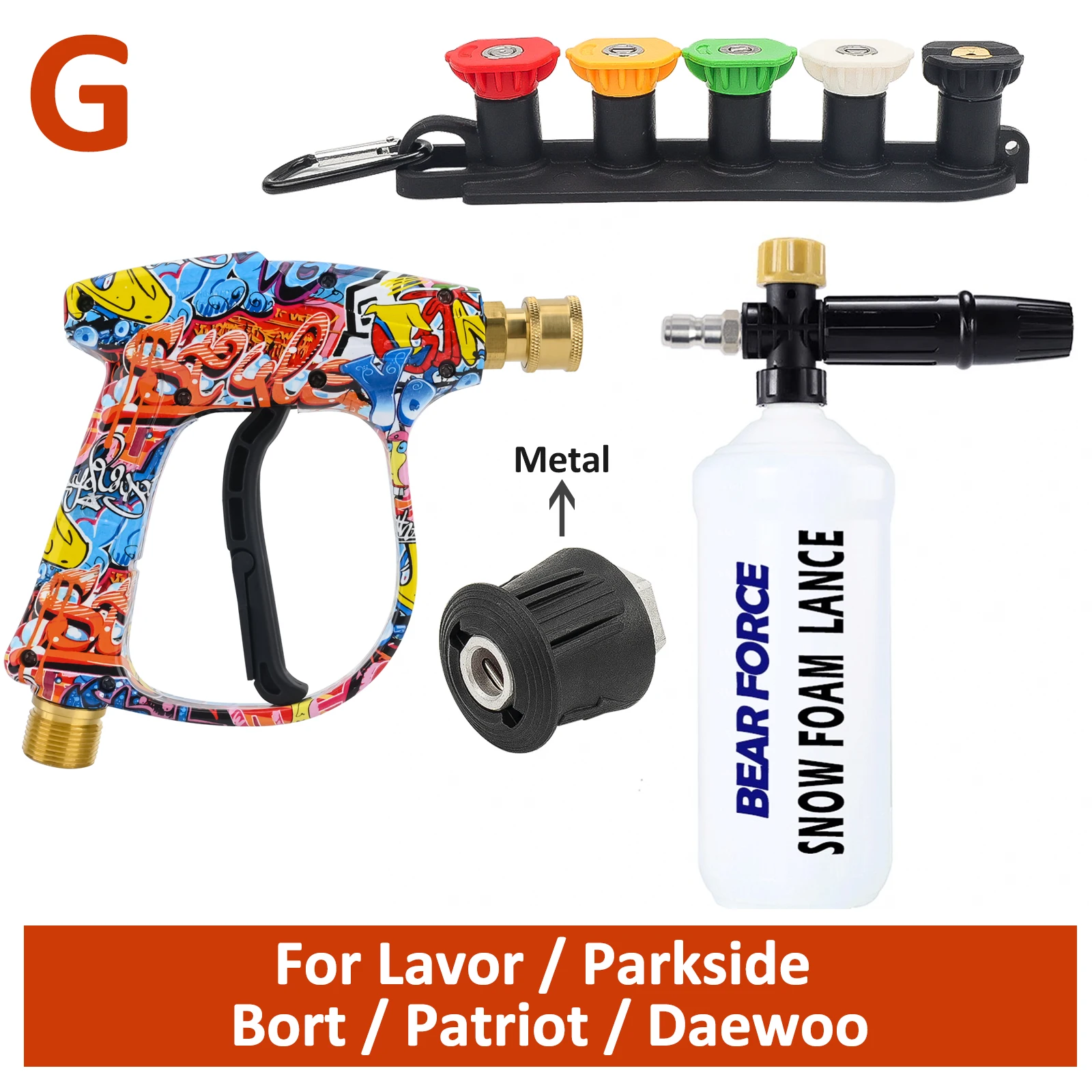 High-Performance Pressure Washer Water Gun with Quick Connect Nozzles for Car Cleaning