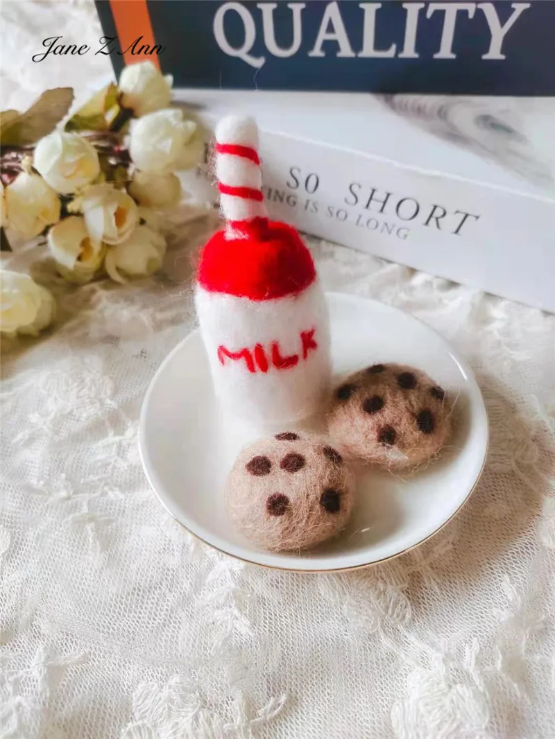 Wool felt biscuit milk bottle milk tea cup newborn photography theme modeling props studio shooting accessories 5
