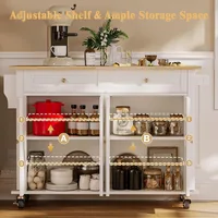 Rolling Kitchen Island with Drop Leaf - Kitchen Carts on Wheels with Storage, Towel Rack, Drawers Island Table for Kitchen, Dini 5