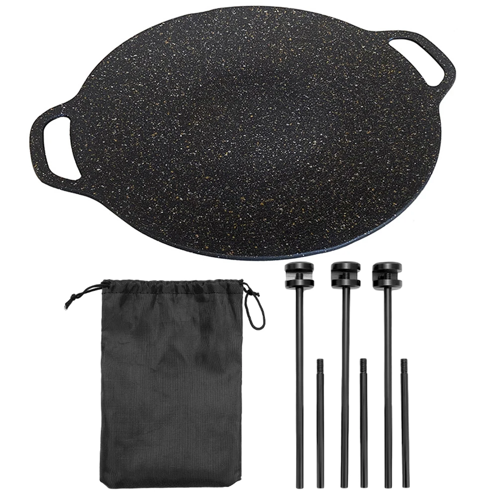 29/33/36cm Grill Induction Cooker Adjustable Bracket Non-stick Barbecue Plate Multi-Purpose Skillet Tray Fry Pans Picnic