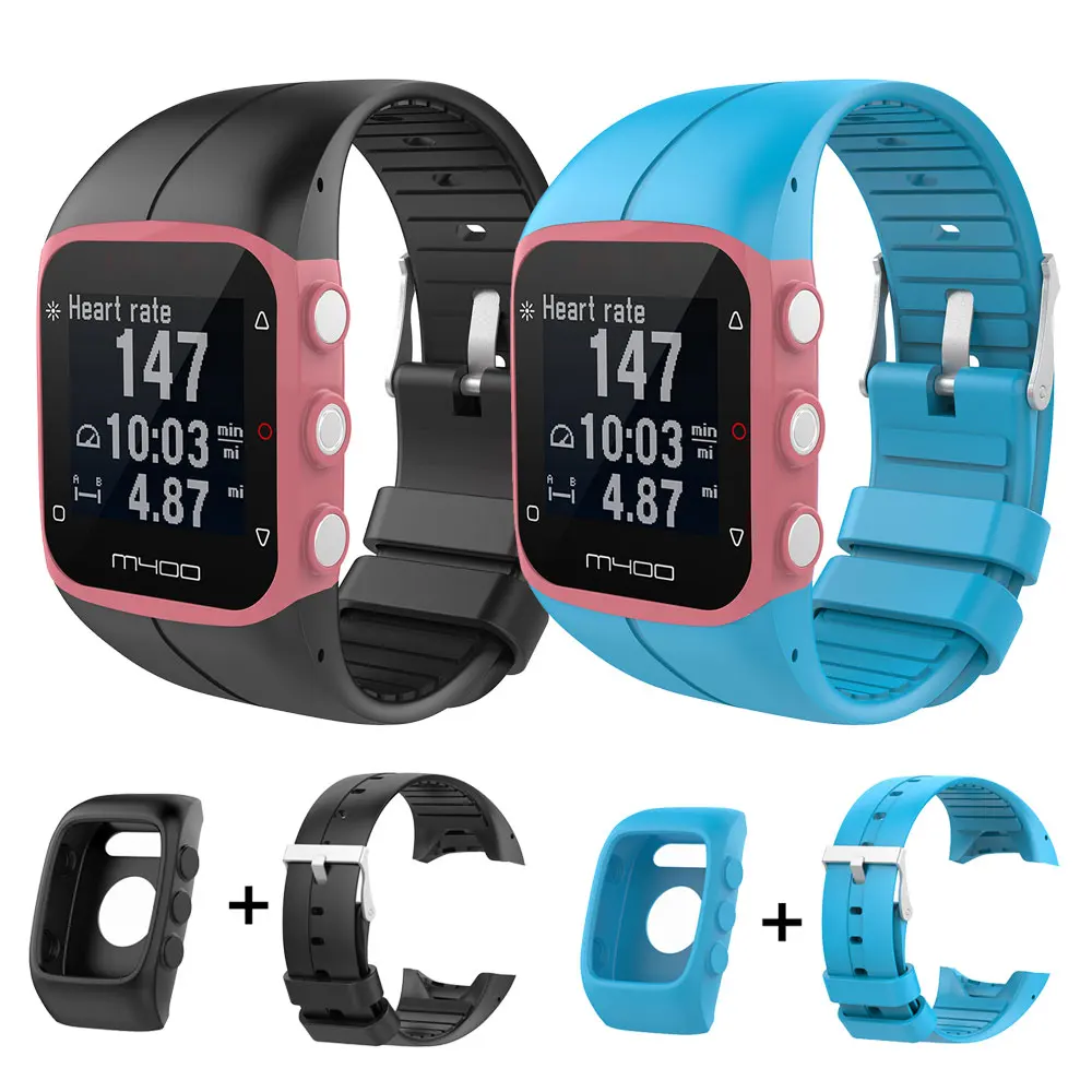 

Watchband Protective Case For Polar M430 M400 Sport Silicone Watch Strap Bracelet + Protector Shell Cover For Polar M400 / M430