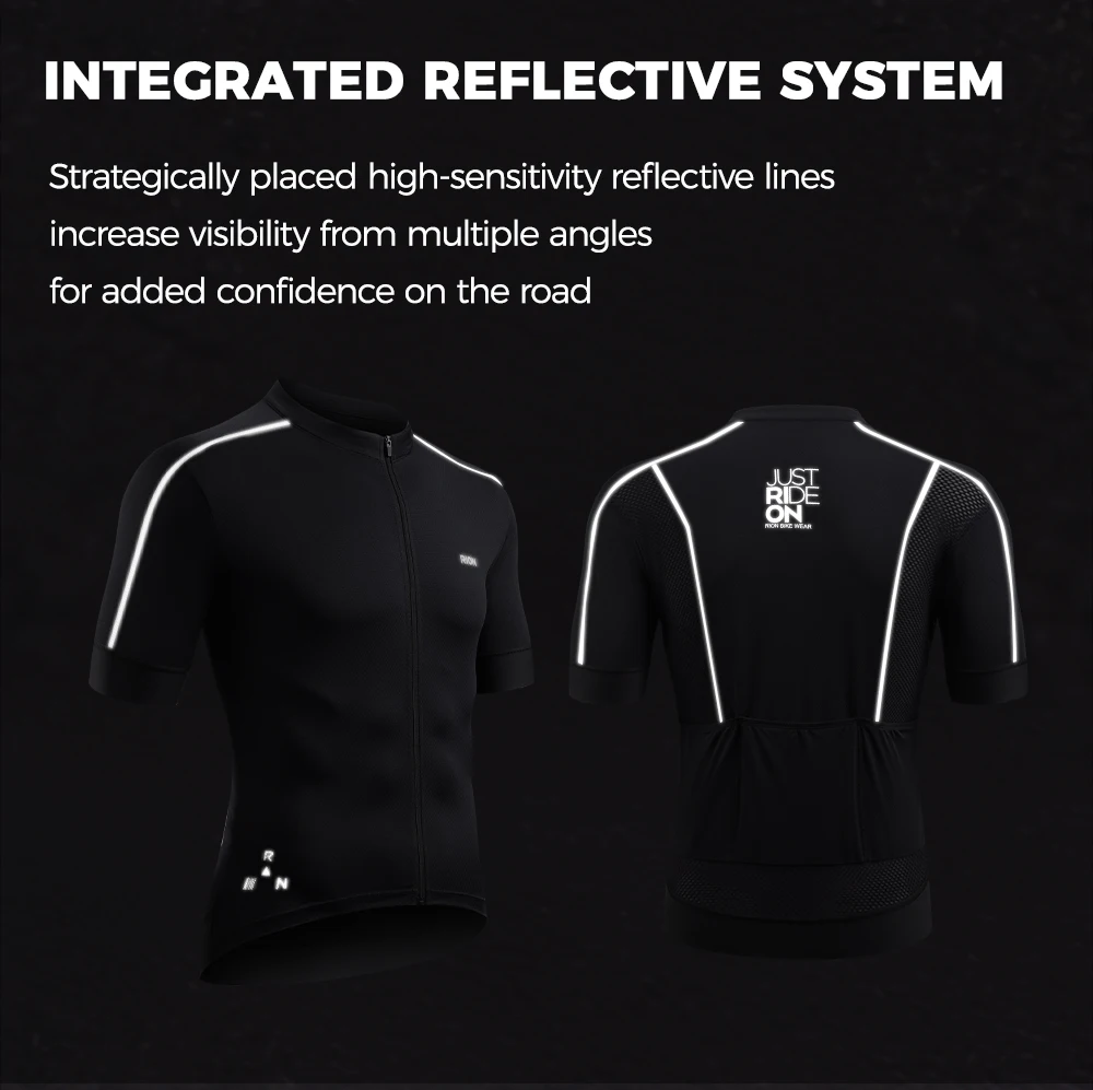 RION Herren-Radtrikots MTB-Shirts Fahrradbekleidung Mountainbike-T-Shirt Straßenfahr-Oberteil Nacht-Radtrikot Outdoor Sommer – Detail 4