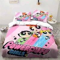 Anime Powerpuff Cute Grils Cartoon Bedding Set Duvet Cover Bed Set Quilt Cover Pillowcase Comforter king Queen Size Boys Adult 1