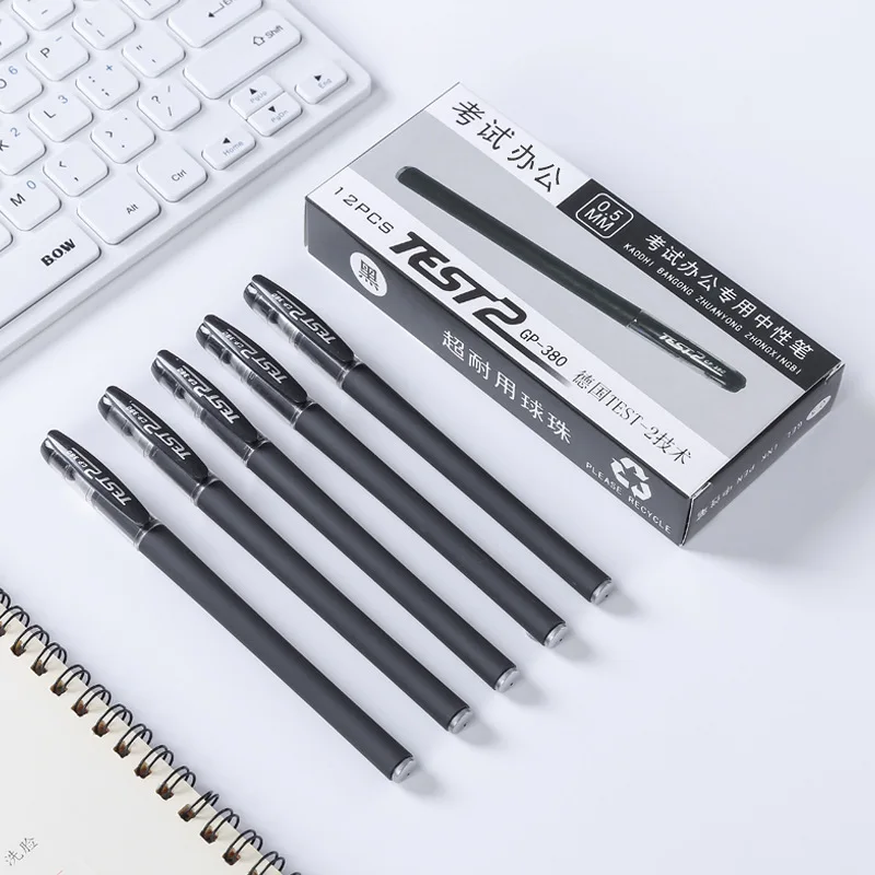 

12 boxed GP-380 frosted gel pen carbon water pen 0.5mm bullet needle tube sign pen test cheap stationery korean stationery