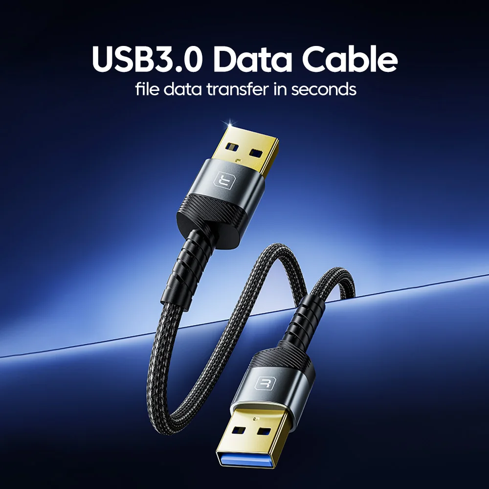투키 USB A 남성-남성 USB3.0 연장 케이블 (라디에이터, 하드디스크, TV용) 0.5/2M 5Gbps 고속 전송 듀얼 USB A 남성 케이블