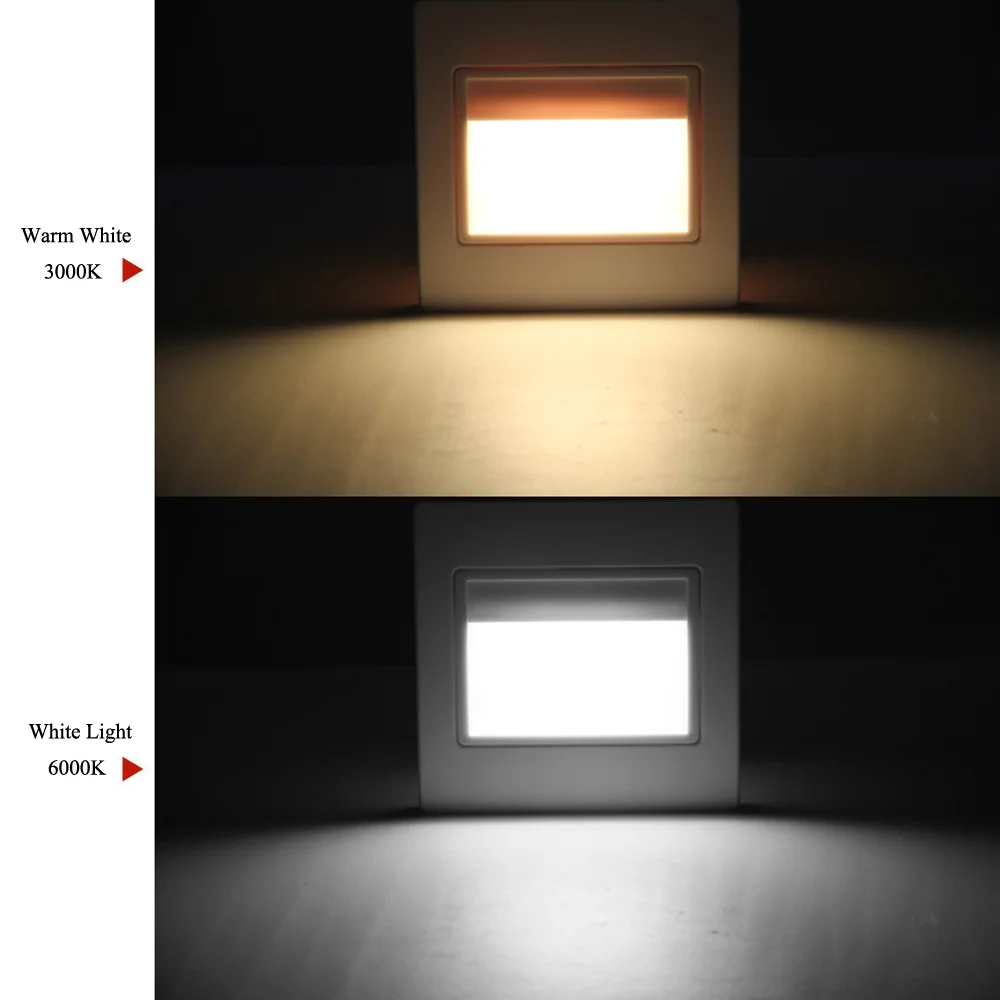 Recessed LED Step&Stair Wall Light 100-240V 1.5W 3000K/6000K For Modern Home Deck/Door Side/Hallway/Doorway/Passage Footlight