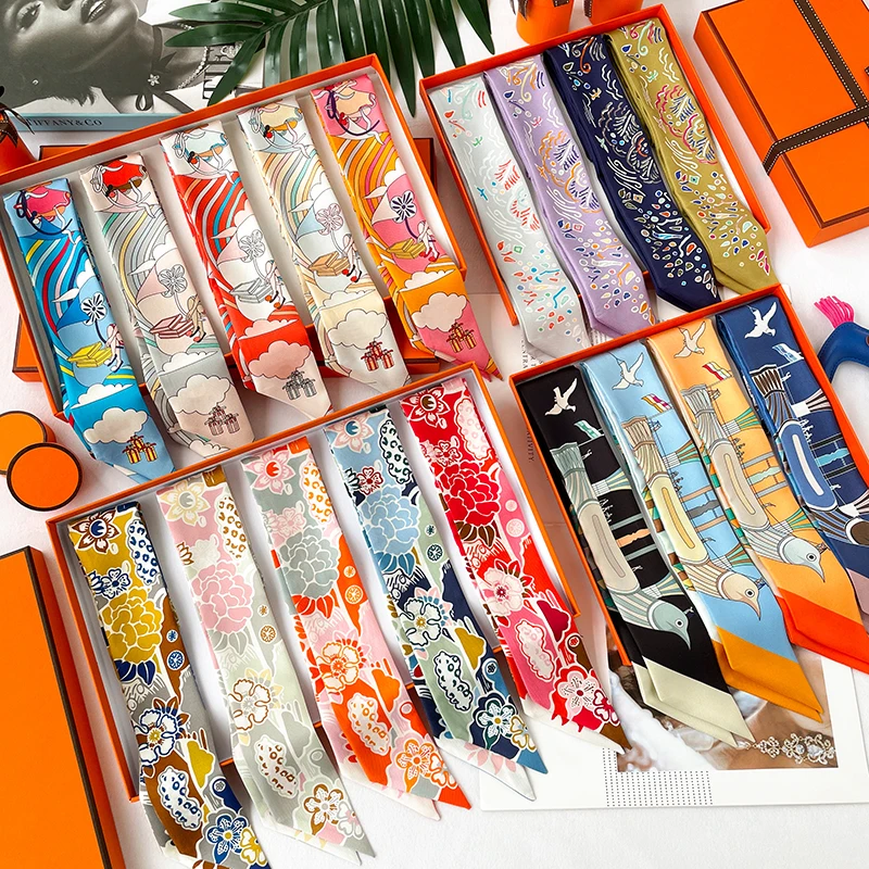 

Женский шарф из 100% шелка тутового шелкопряда, подарок для женщин, тюрбан, сатиновый Весенний Деловой шарф с принтом, подходит для любого повода