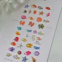 1 pièce Mini moule en silicone pour nail art, formes d'animaux marins, outil antiadhésif en silicone transparent pour ongles en acrylique 3
