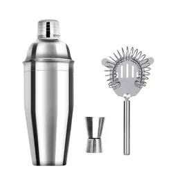 Premium Stainless Steel Cocktail Shaker Bartender Kit with Storage Bag - 6/7/10pcs Mixology Set - 750ml (A 3pcs)