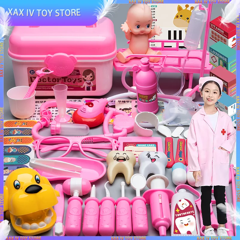 

Kids Simulation Doctor Toy Set Tool Pretend Play Medical Box Trolley Box Girl Nurse Injection Playing House Stethoscope Children