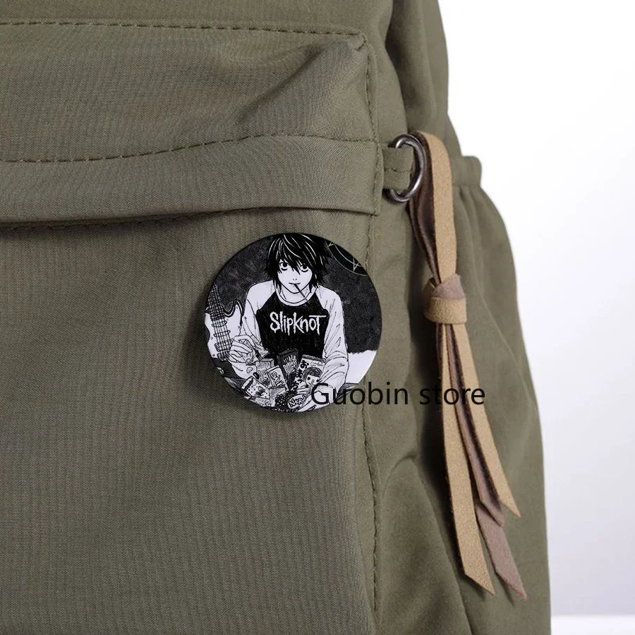 Enamel Pins 58mm Japanese Anime Death Note Handmade Round Brooch L Killer Yagami Light Cosplay Badge Backpacks Jewelry Gifts