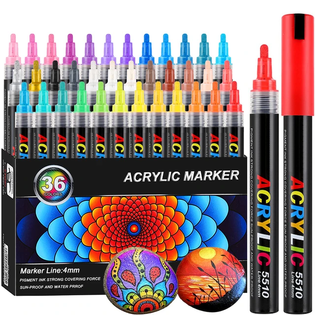 Acrylic Paint Markers, 56 Colors Extra Fine Point Acrylic Paint Pens Set ,  Permanent Water Based - AliExpress