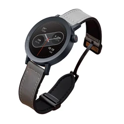 Elegant Leather Silicone Bracelet with Magnetic Buckle Strap for 22mm width band (Gray)