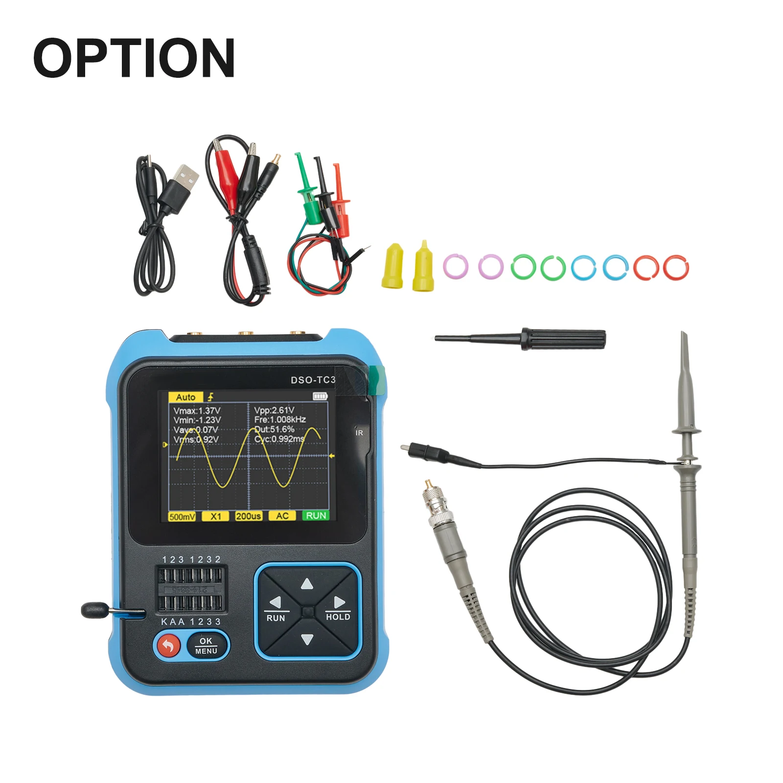 DSO TC3 Portable 3 in 1 Digital Oscilloscope Transistor Tester Function Signal Generator with Long Battery Life 4