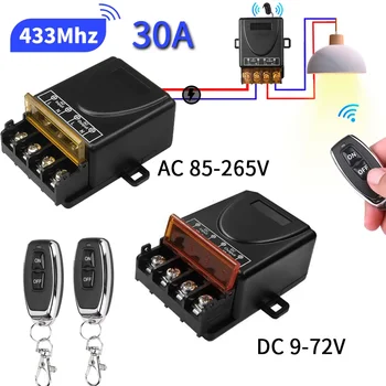 Interruttore Wireless RF433Mhz 30A con Telecomando ON/OFF, Trasmettitore AC 75-220V DC 9-72V per Pompe d'Acqua, Motori, LED ed Elettrodomestici
