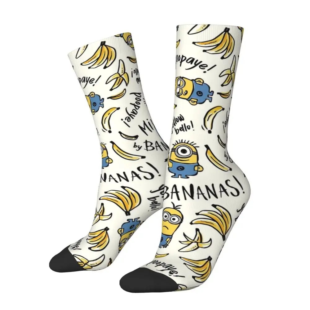 Custom Cool Print M- Minions Cartoon Socks for Women Men Stretchy Summer Autumn Winter M- Minions Bananas Crew Socks 2 S3b84f58c4dca4824a32eea0946b745d8w