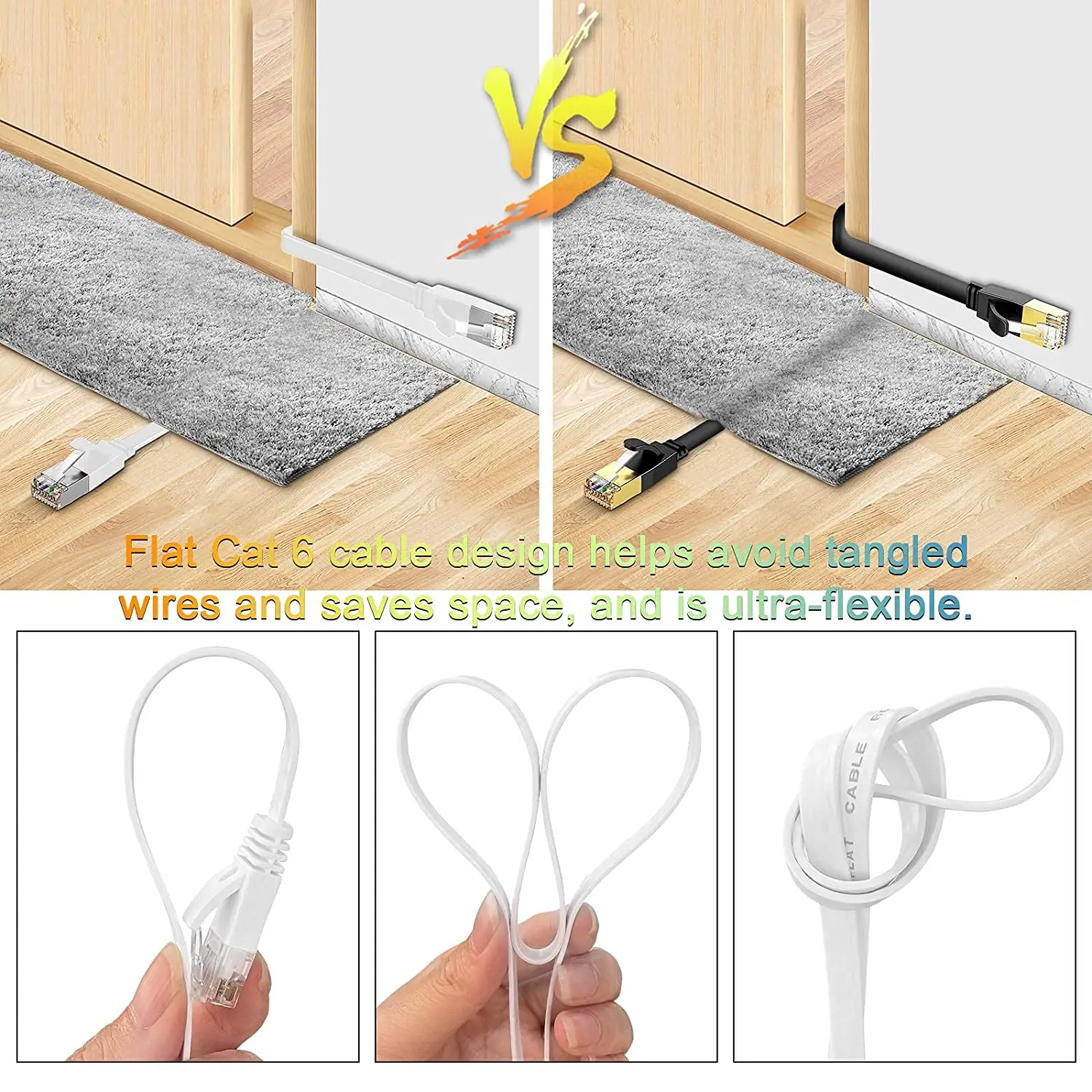 Cat6 이더넷 케이블 인터넷 LAN 네트워크 플랫 RJ45 컴퓨터 이더넷 패치 케이블 코드 0.1m 0.2m 0.3m 50m 이더넷 케이블 Cat 6