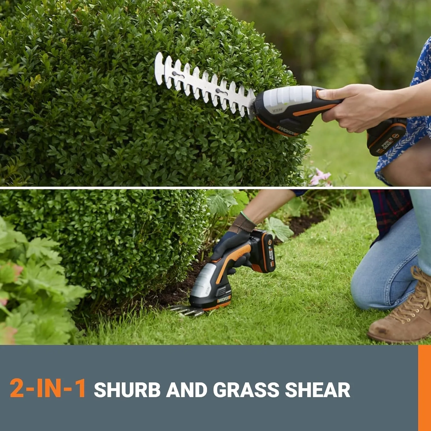 20V Power Share 4" Cordless Shear & 8" Shrubber Trimmer，Battery & Charger Included,WG801, Item Weight: 1.98 lbs,Battery Powered 3