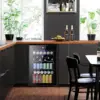 4.5 Cu.ft Beverage Refrigerator and Cooler, 145 Can Mini Fridge Glass Door,Digital Temperature Display for Soda, Beer or Wine, 6