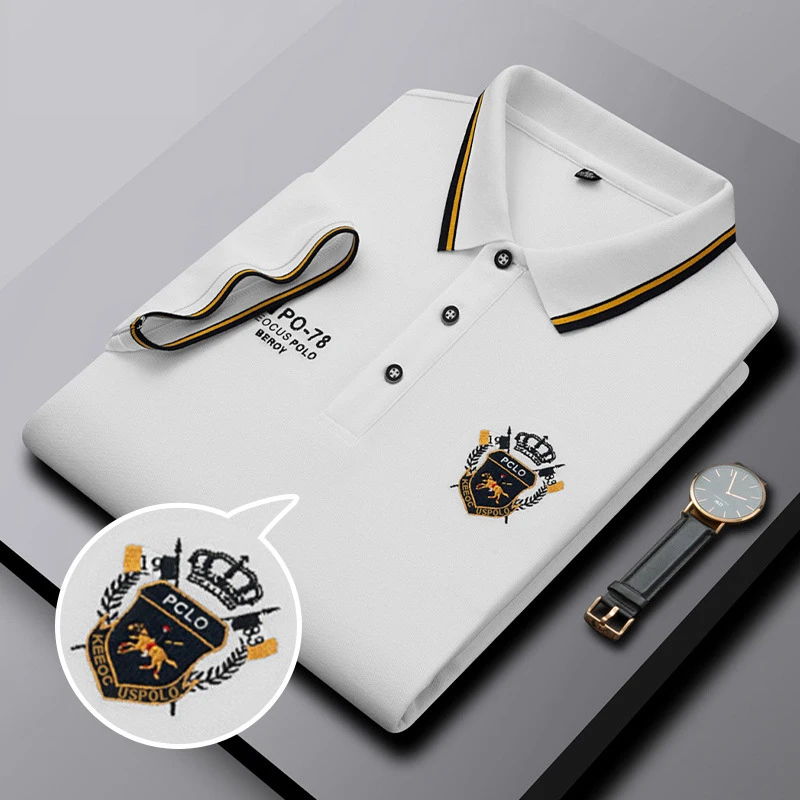 

Brand Polo Shirt Men Luxury Horse Badge Embroidery Men's Shirt Summer Short Sleeve Business Casual Man Polo Shirts
