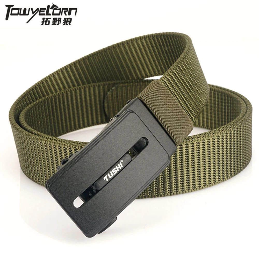 

New Design Outdoor Sport Belt Alloy Automatic Buckle Casual Belt For Man Breathable Thick Nylon Strap 120CM Waist Support