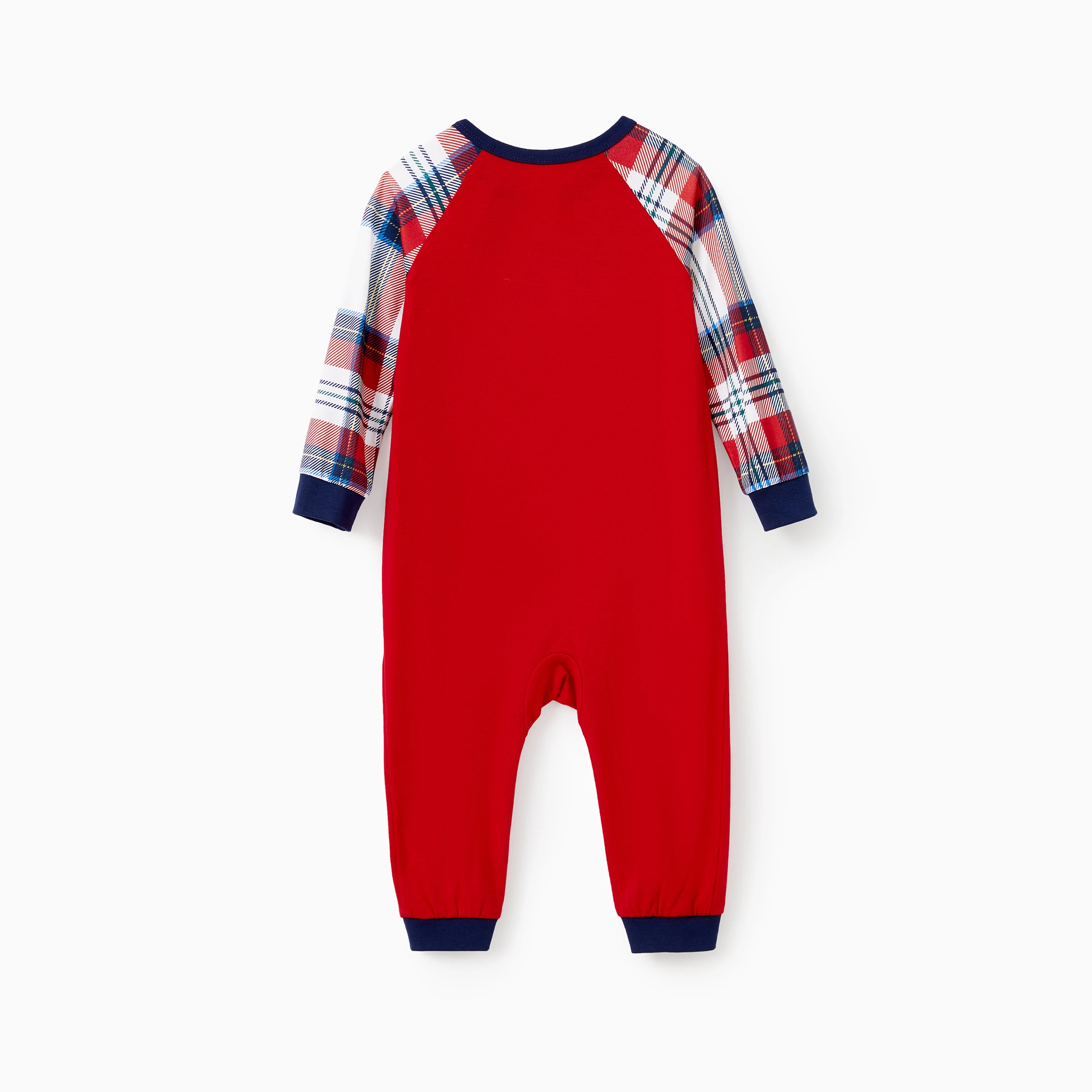 thumbnail image 3 of Conjuntos de pijamas navideños a juego para toda la familia, mangas raglán, camiseta estampada de Elf Squad, pantalones a cuadros, 3 of 5