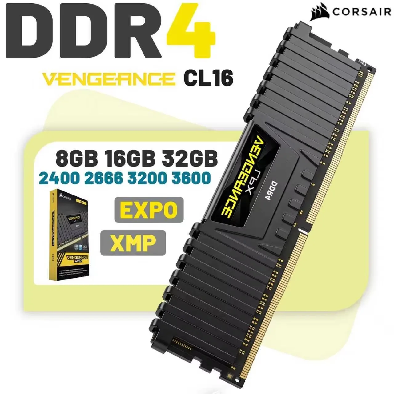 Corsair Vengeance LPX RAM DDR4 32GB 16GB 8GB 3600 3200 2666 2400Mhz DIMM RAM PC4-25600 19200 21300 Masaüstü Bellek Ram