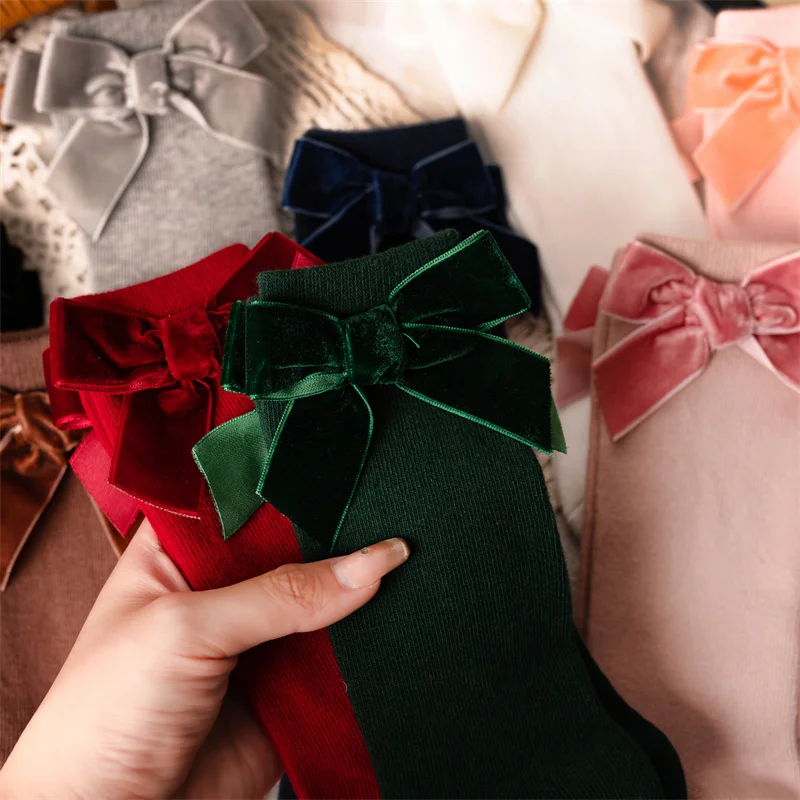 3 Paare/los Kinder Mädchen Knie Hohe Socken Baby Weiche Baumwolle Lange Socke Nette Schleife Spanisch Solide Kinder Prinzessin Socken Für 0-5 jahre – Detail 7