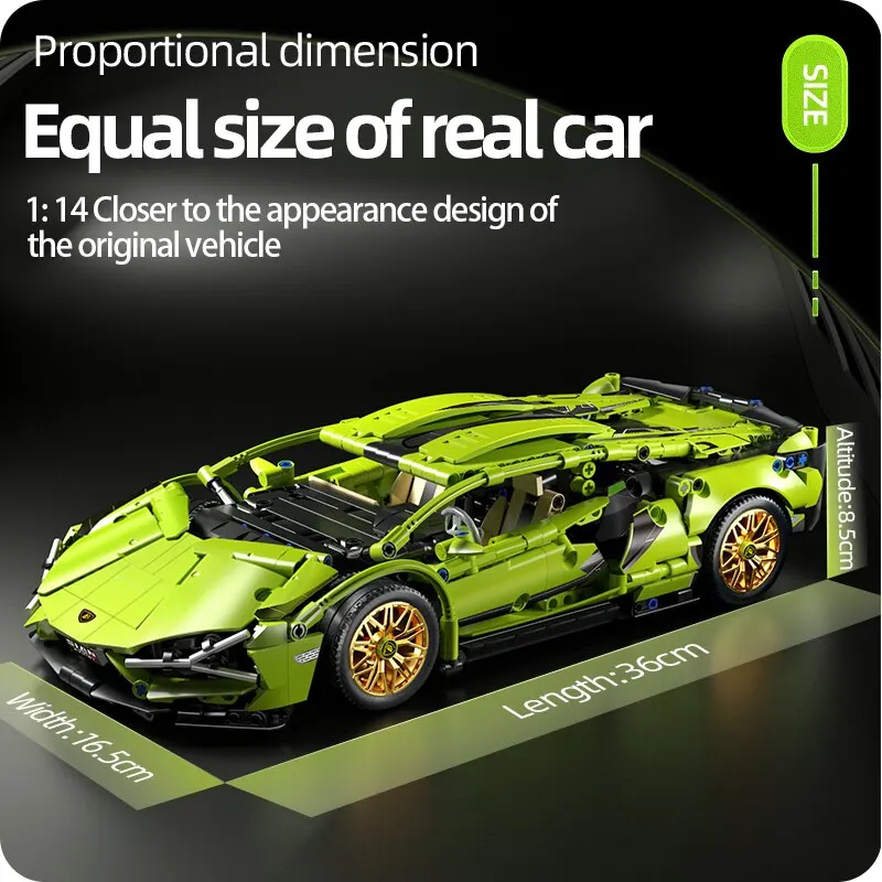 テクニカルレーシングスポーツカー1280個モデルビルディングブロック 