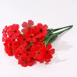 Artificial Flowers, UV Resistant and No - Fade - Perfect for DIY Home, Garden, or Wedding Decorations Outdoors (5 Forks, 18 Heads) (Red)