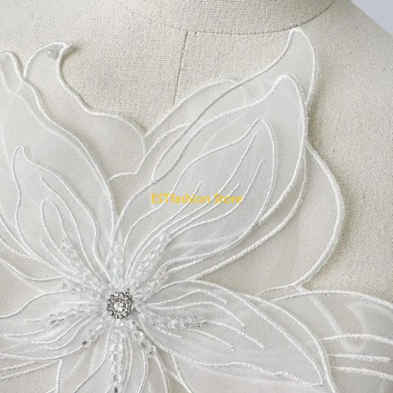 Y5GC Oversized Flower Eye-Catching Applique for Clothes Hat Sewing Patches DIY Scarf