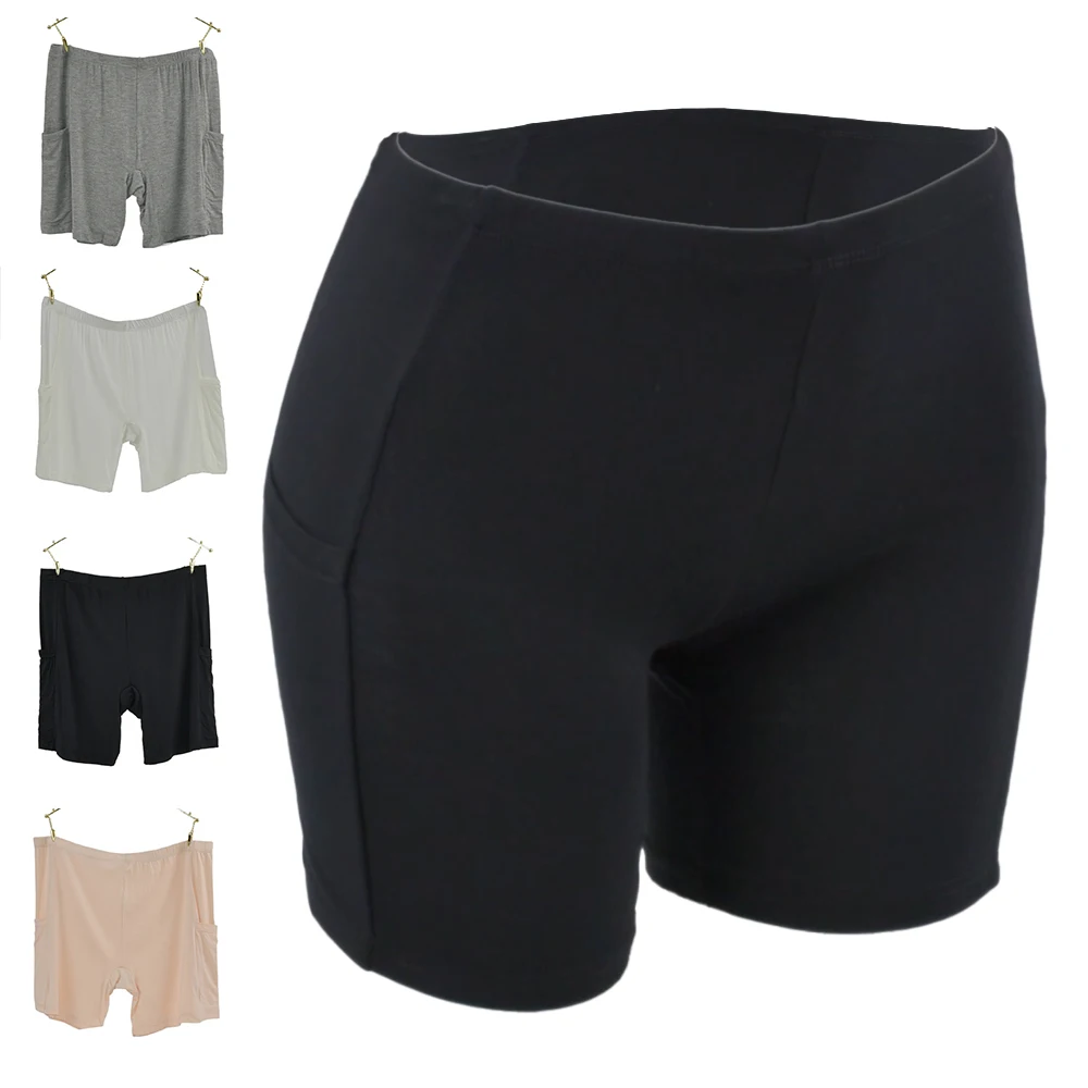 High Waist Panties Women's cotton high-waisted safety pants both sides pocket no rolling summer breathable shorts underwear